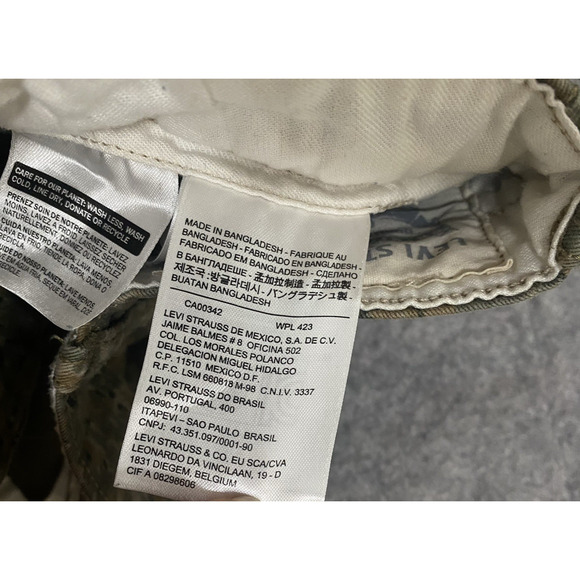Levis Camo Cargo Jeans Pants Mens 30x28 Green Straight Pockets - SIZE NOTE - Picture 4 of 9